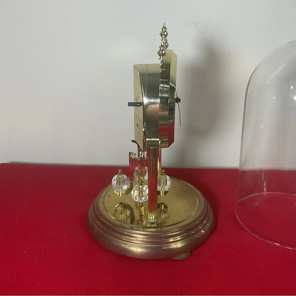 Kundo Anniversary Clock with Moonphase Dial & Quartz Movement Glass Dome, W Germ